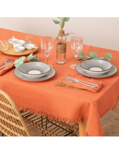 Nappe terracotta à franges 250x150 cm le concept de la Pate a emporter 