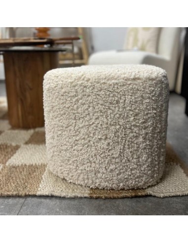 Pouf bouclette effet mouton beige 50% de réduction en Octobre 2024